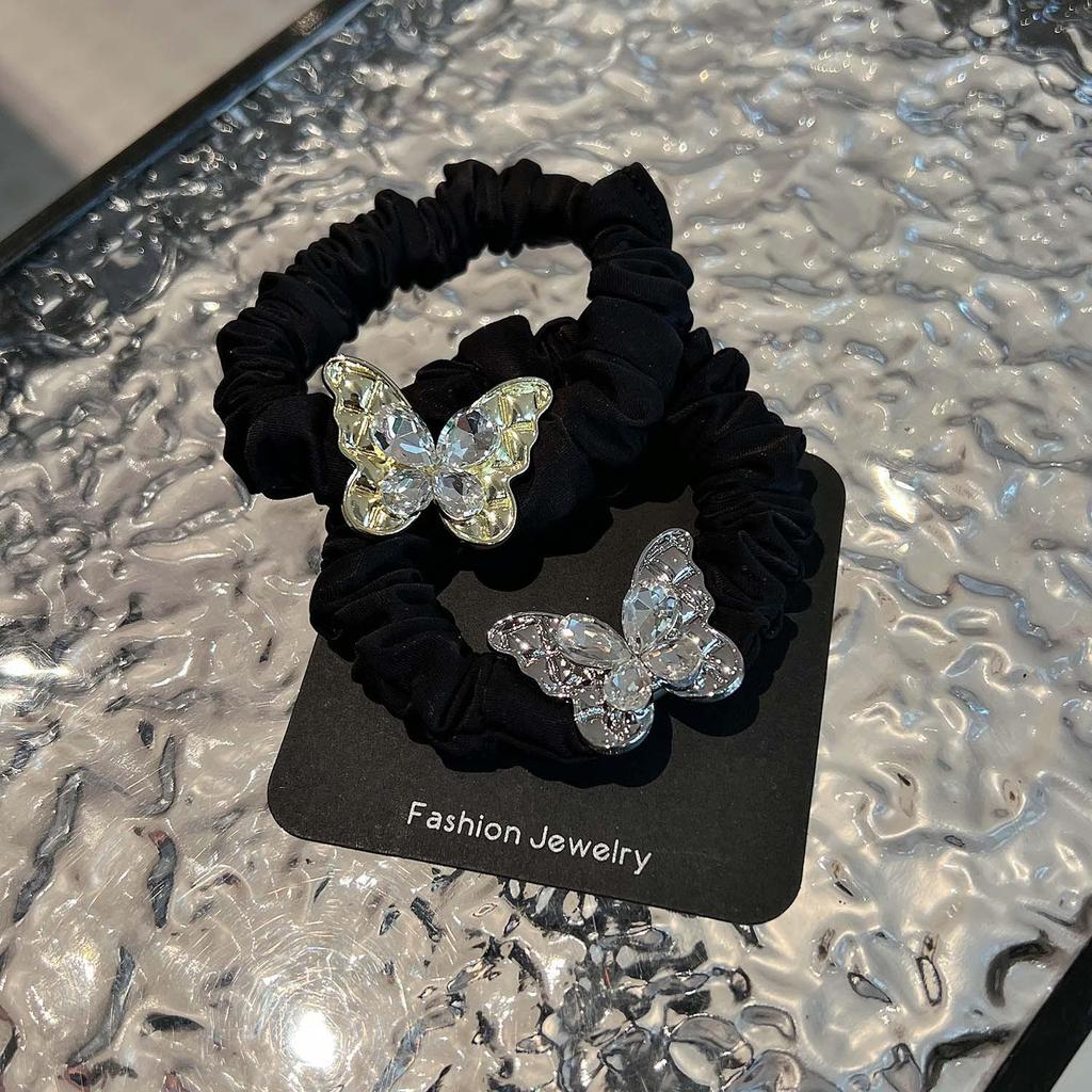 Diamond Butterfly Hair Ring - Luxurious Ponytail Bun Accessory