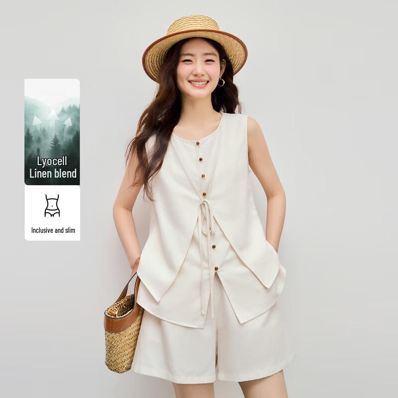 Women s Casual Linen Blend Two-Piece Set XL
