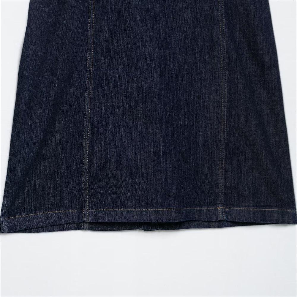 2025 Spring/Summer Women's Slim Fit Sleeveless Denim Dress with Simple Lapel