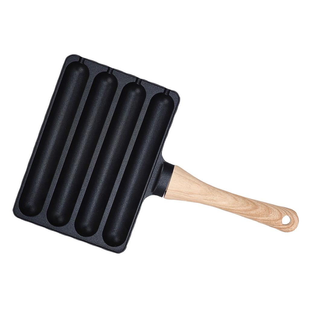 4 Slots Sausage Grill Pan Aluminum Alloy Uniform Heating Anti Stick Hot Dog Pan for Home Kitchen