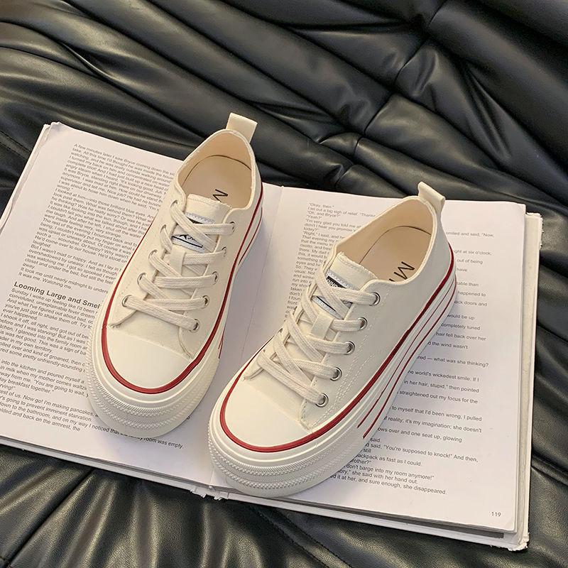 Platform canvas shoes women's spring and summer new small casual board shoes versatile and lightweight muffin white shoes