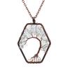 Vintage Handmade Hexagonal Bending Tree Of Life Necklace Gravel Crystal Necklace N16