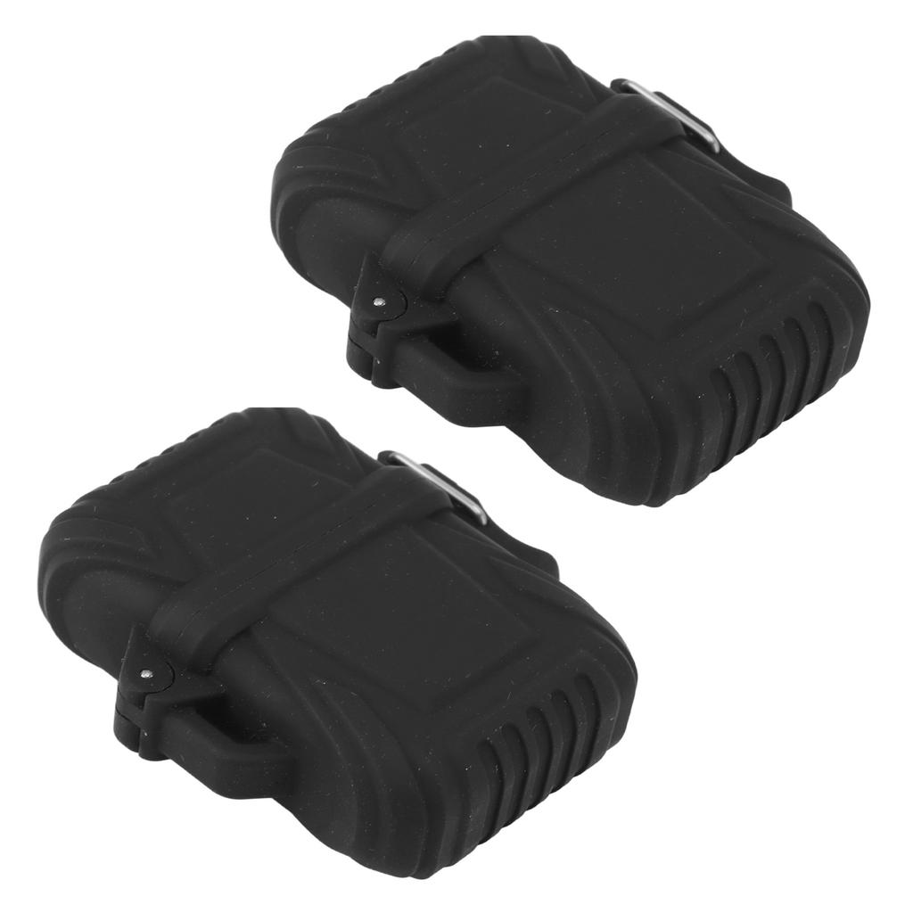2 PCS Waterproof Lighter Case Plastic Black Sealed Pocket Lighter Container for Outdoor