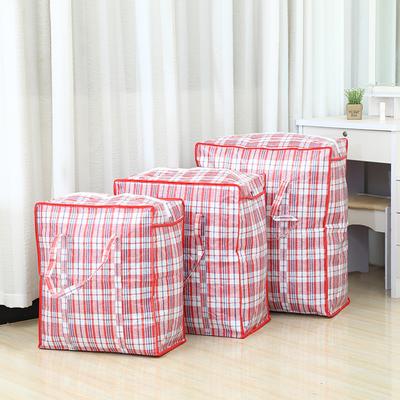 Thicken Printing Portable Woven Plaid Storage Bag, Moving Shopping Travel Packing Bag Large-Capacity Clothes Sorting Quilt Bag
