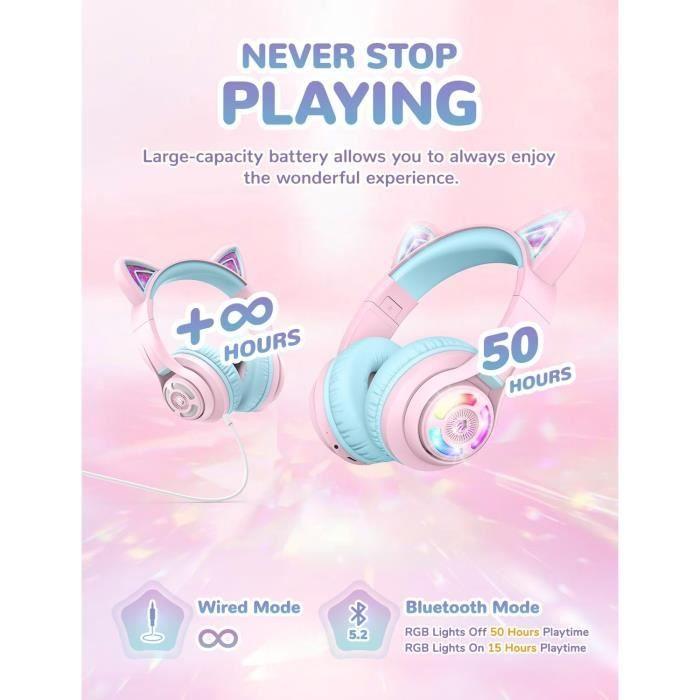Casque Audio Enfant - ICLEVER - BTH13 - Bluetooth - Volume Réglable - LED