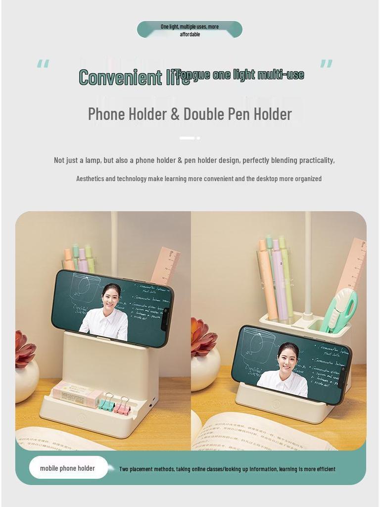 LED Multi-Function Phone and Pen Holder Eye-Caring Study Lamp