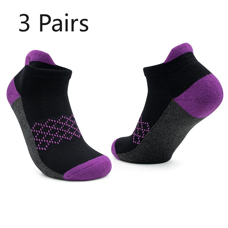 

3 пары мужских летних сетчатых дышащих впитывающих пот коротких утолщенных спортивных носков для бега XL фиолетовый