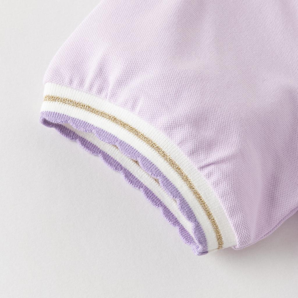 Davidella Girls' Short Sleeved Polo Shirt for Summer, New Children's T-shirt, with a College Style Top from CUHK