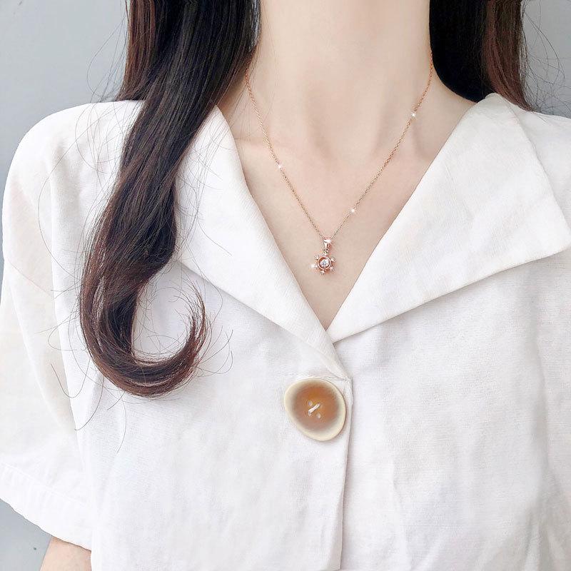 Snowflake Zircon Light Luxury Elegant Temperament Versatile Necklace for Women Korean Style Collarbone Chain