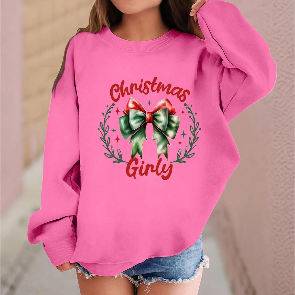 Children's Fashionable Casual Long-sleeved Loose Christmas Print Pullover Sweatshirt