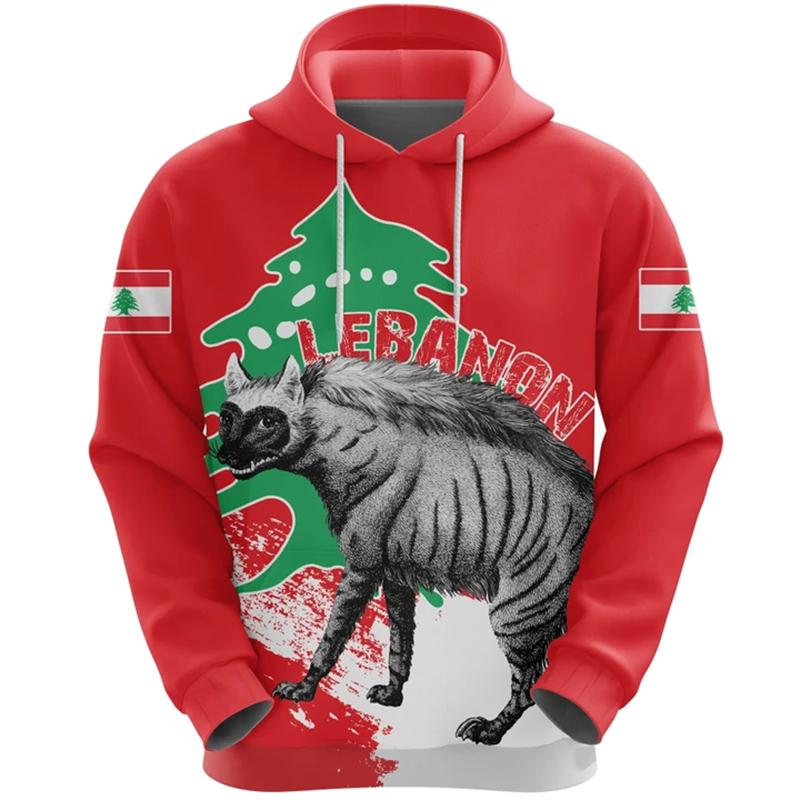 The Republic Of Lebanon Map Flag Graphic Sweatshirts National Emblem Cedrus Deodara Hoodies For Men Clothes Casual Women Hoody