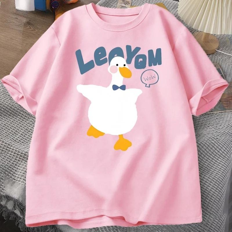 Funny Duck T-shirt Summer Short Sleeve T Shirt Women Short Sleeve Trendy Round Neck Casual Top Streetwear Clothes