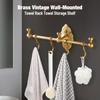 Wall-mounted Towel Rack with 4 Hooks, Antique Bronze Towel Rack, Bathroom Towel Rack, Vintage Coat and Hat Hook Rack