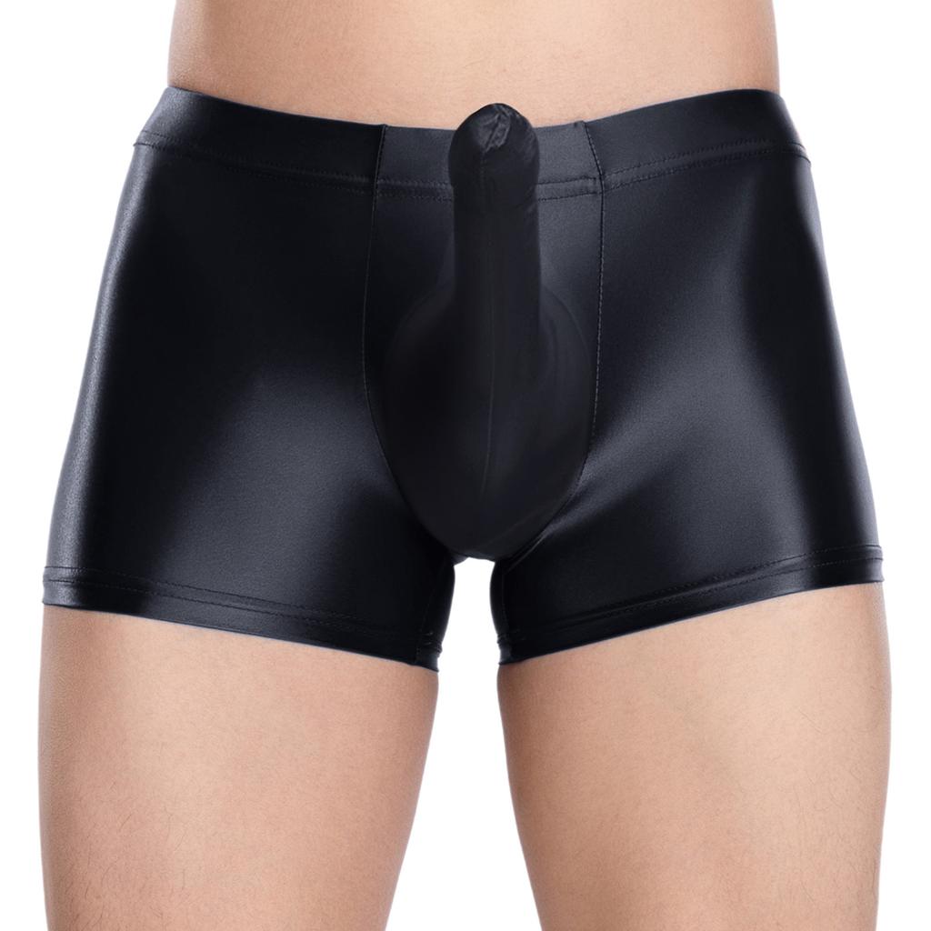 Herren Glänzende Atmungsaktive Unterwäsche Niedrige Leibhöhe Scheide Beutel Elastischer Bund Slips Bade-Schlaf-Shorts