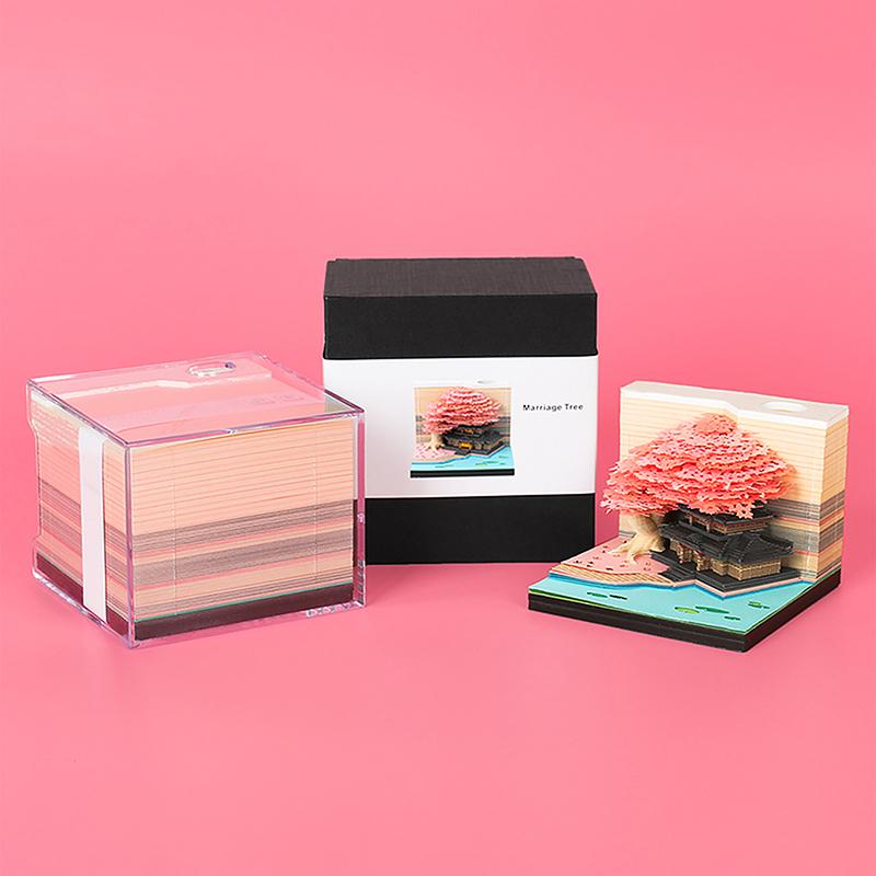 Time Piece Kalender 2026 Schreibtischkalender mit LED-Licht 3D Abreißkalender Papierschnitzkunst Notizblock Geschenk Weihnachten