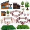 Fruit Fence Simulation Tree Water Grass House Micro Scene Model Ornament