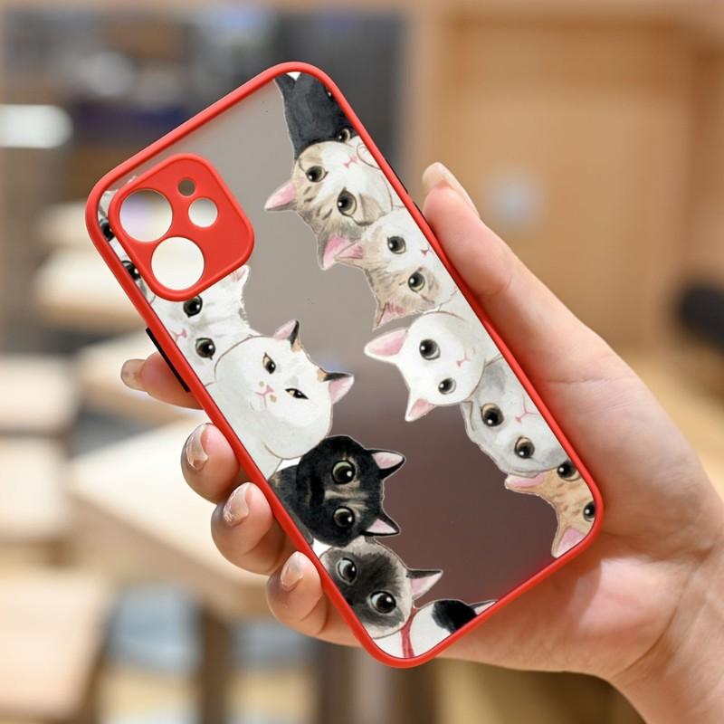 Cute Cat Phone Case For IPhone 14 13 12 11 Mini Pro Max XS X Max XR 8 7 Plus SE 2022 Skin Color Phone Cover