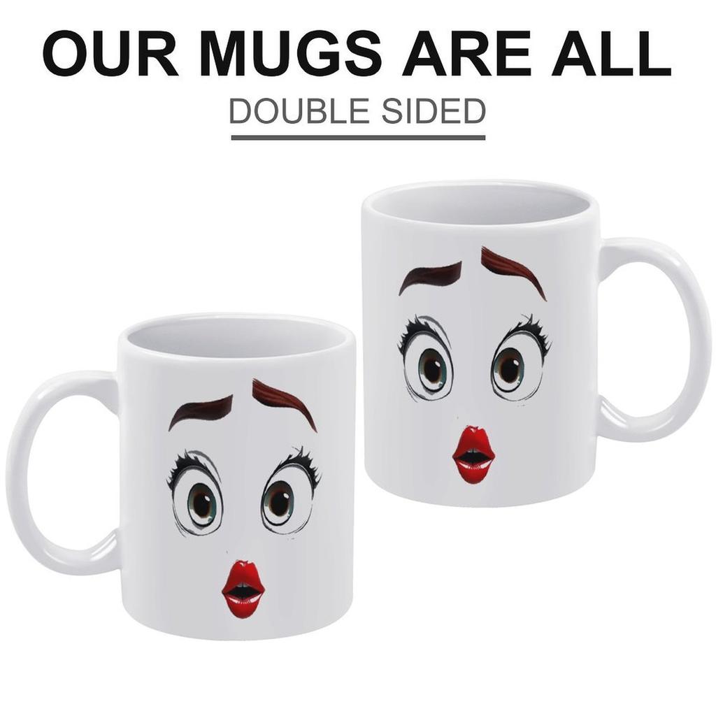 1 Stück 11 oz weiße Keramik-Kaffeetasse, beidseitiger lustiger Aufdruck, glatter Trinkrand, leichter Griff, perfektes tägliches Geschenk für jeden
