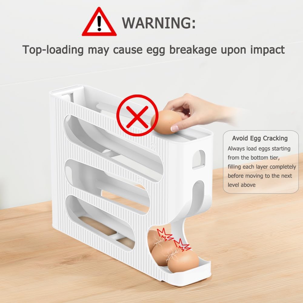 Egg Holder for Fridge, Automatic Rolling Egg Dispenser for Refrigerator, Countertop, Kitchen  Space-saving Egg Roller/Organizer/Storage/Container/Tray