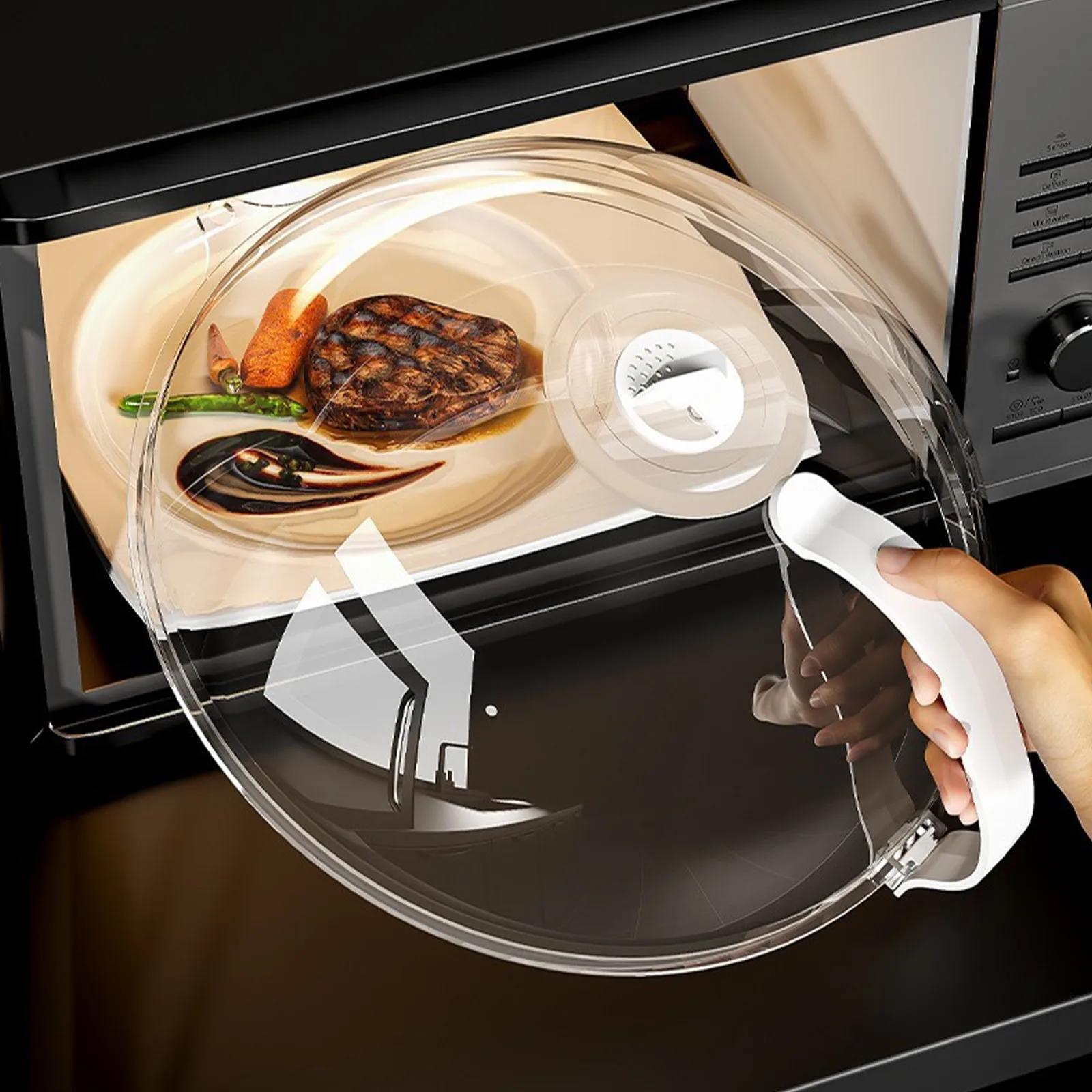 

26x10cm Microwave Plate Cover,Transparent Splash-proof Cover with Steam Hole and Handle,Fits Most Plates,Keeps Microwave Clean прозорий