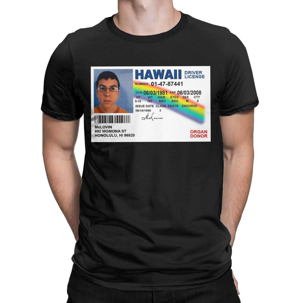 Men's T-Shirt Mclovin ID Superbad Vintage 100% Cotton Tees Short Sleeve T Shirt Crew Neck Tops Summer