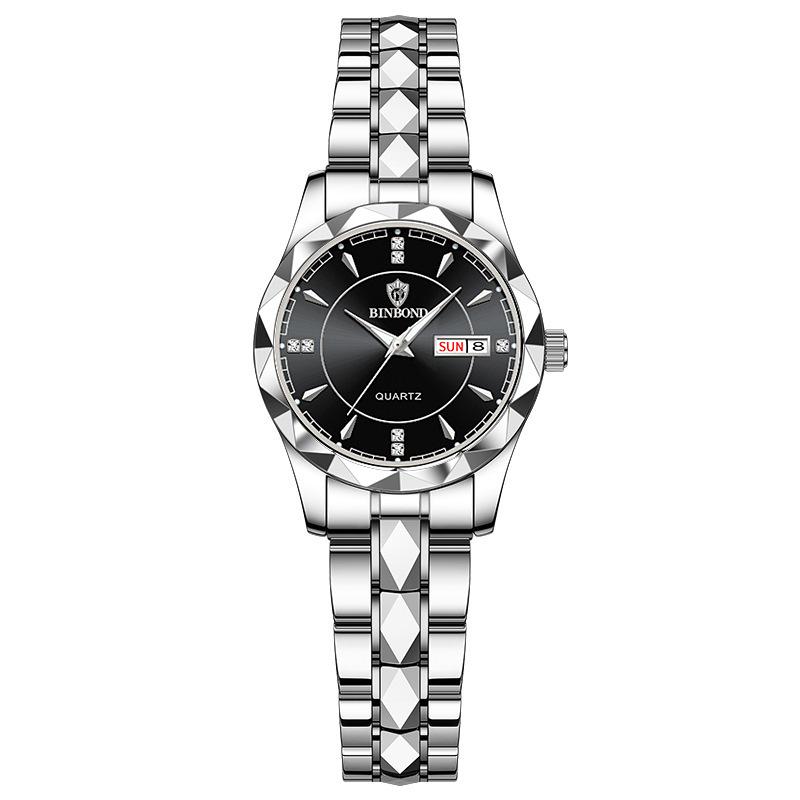 Tycoon Gold Men s Stainless Steel Double Calendar Waterproof Watch