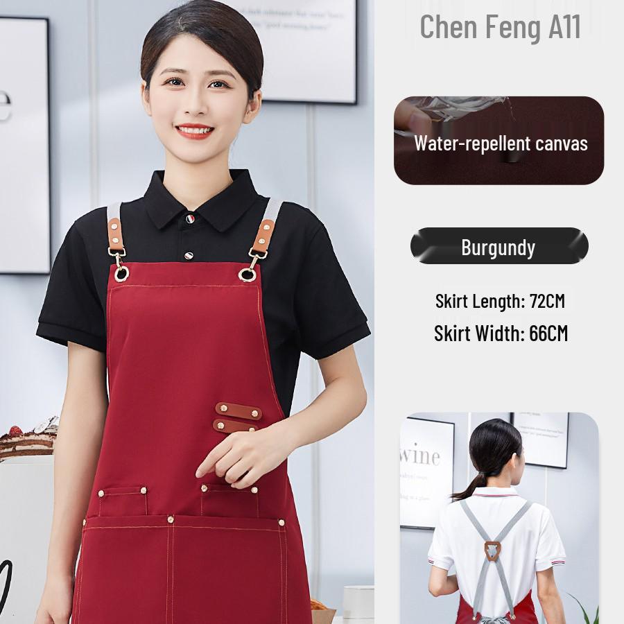 Waterproof Canvas Catering Apron with Logo, Stain-Proof, Ideal for Kitchens & Cafes