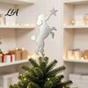 Christmas Tree Topper Standing Poodle Topper, Silver Silhouette Durable Metal Decoration, Secure Decorative Dog Ornament Plug-in Rod Easy Installation