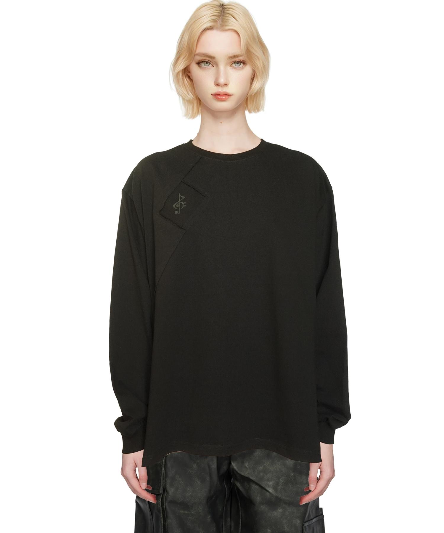 2113 Studio Ep.6 Long Sleeve Music Logo Slash Cut Black Top No.13 Dark Grey