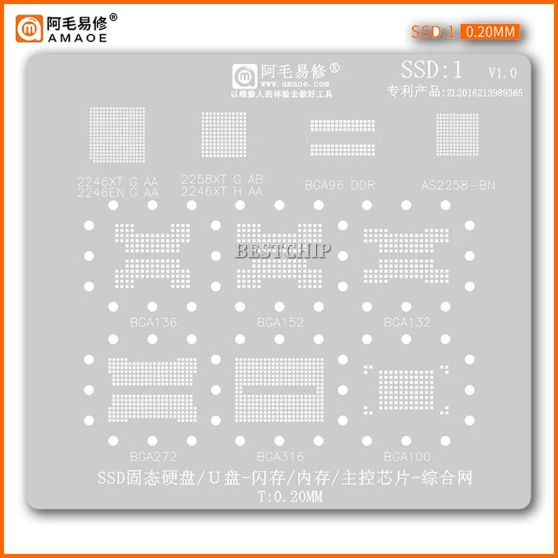 Amaoe SSD1 BGA Reballing Stencil Template For DDR SSD NAND Memory IC BGA96 BGA136 BGA152 BGA132 BGA272 BGA316 BGA100 T=0.2MM