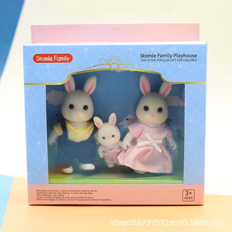 

Cute Simulation Play House Doll House Small Animals Flocking Small Dolls Toy Bear Rabbit Deer Family Of Three