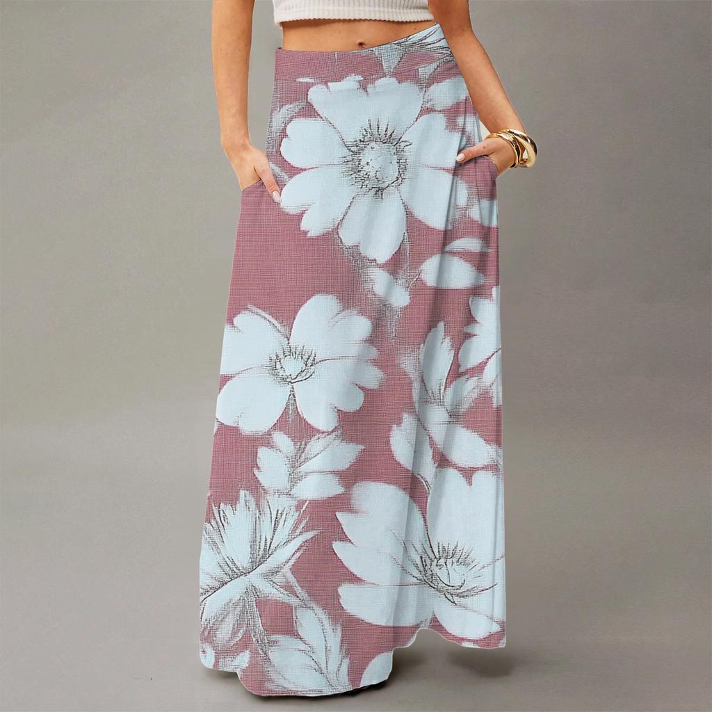 Women's Flowy Maxi Dress Regular Casual Floral Print Summer Bohemian Skirt