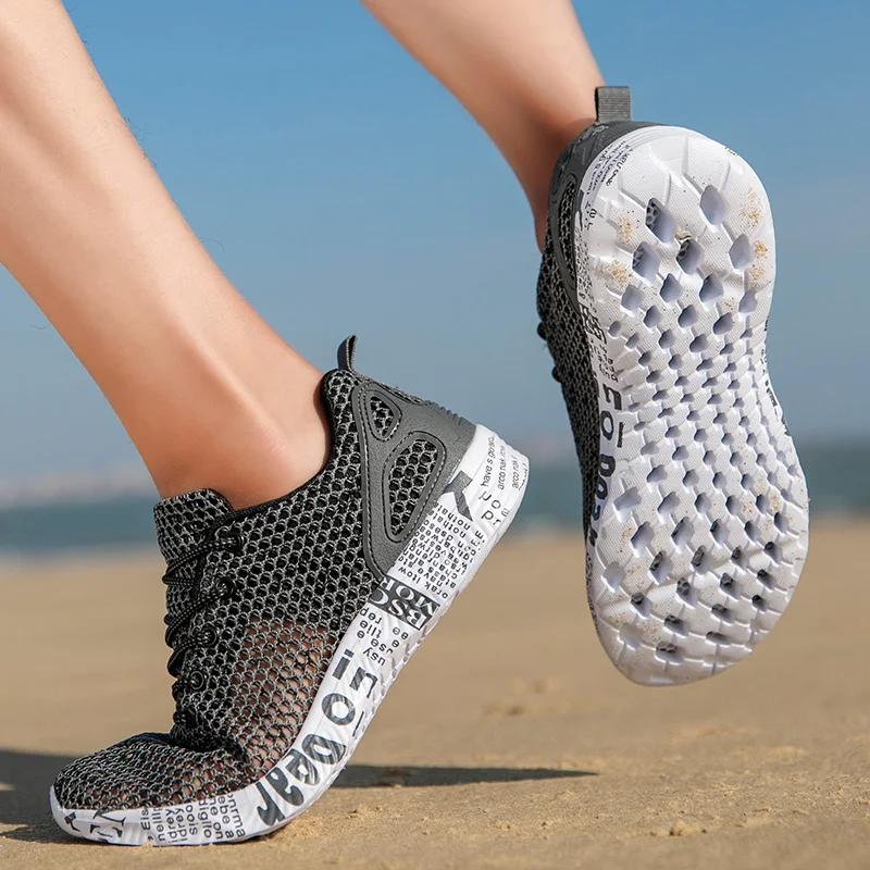 Mens Aqua Water Shoes Breathable Trekking Wading Beach Quick Drying Outdoor Fishing Sneakers Lace Up