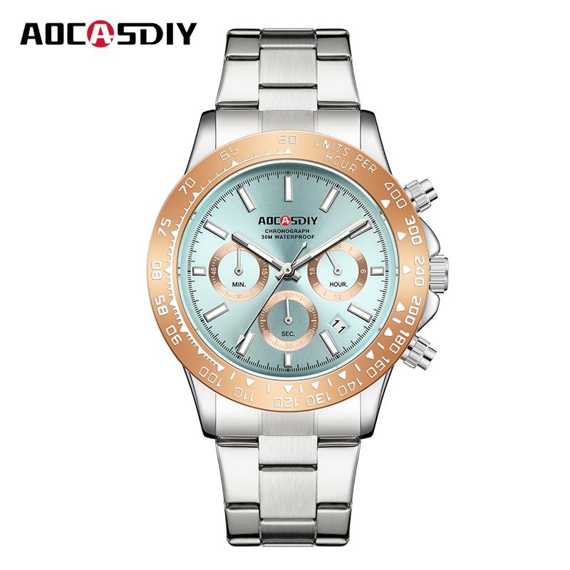 Quarzuhr für Herren Business Gold Schwarz Edelstahl Mode Klassisch Luxus Multifunktional Analog Armbanduhren Reloj Hombre