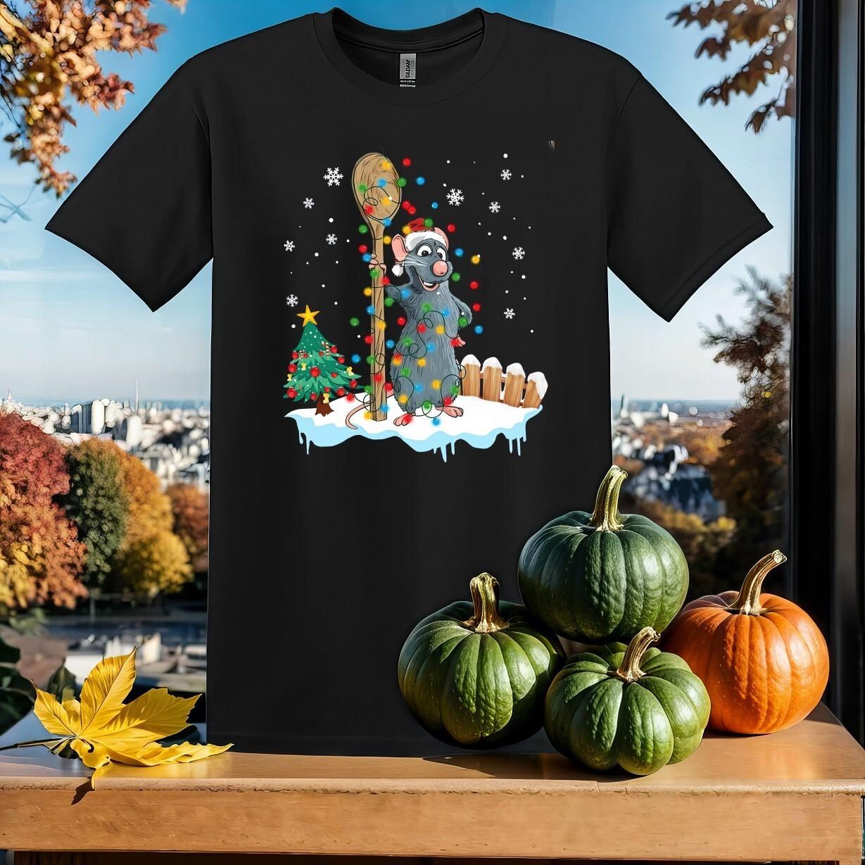 Ratatouille Remy Santa Christmas T-Shirt Mens Womens Tees Top T Shirt Mens Womens Tees Top Men Women Unisex Tshirt SY564 S