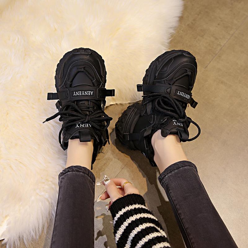 Cotton new dad shoes female winter students running sports thick-soled velvet casual shoes F-