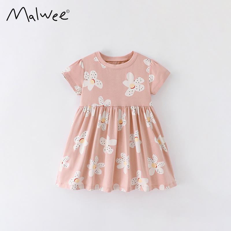 Girls Dress Summer Outfit New European and American Children s Casual Round Neck Cute Short Sleeved Western-style Princess Dress 100cm