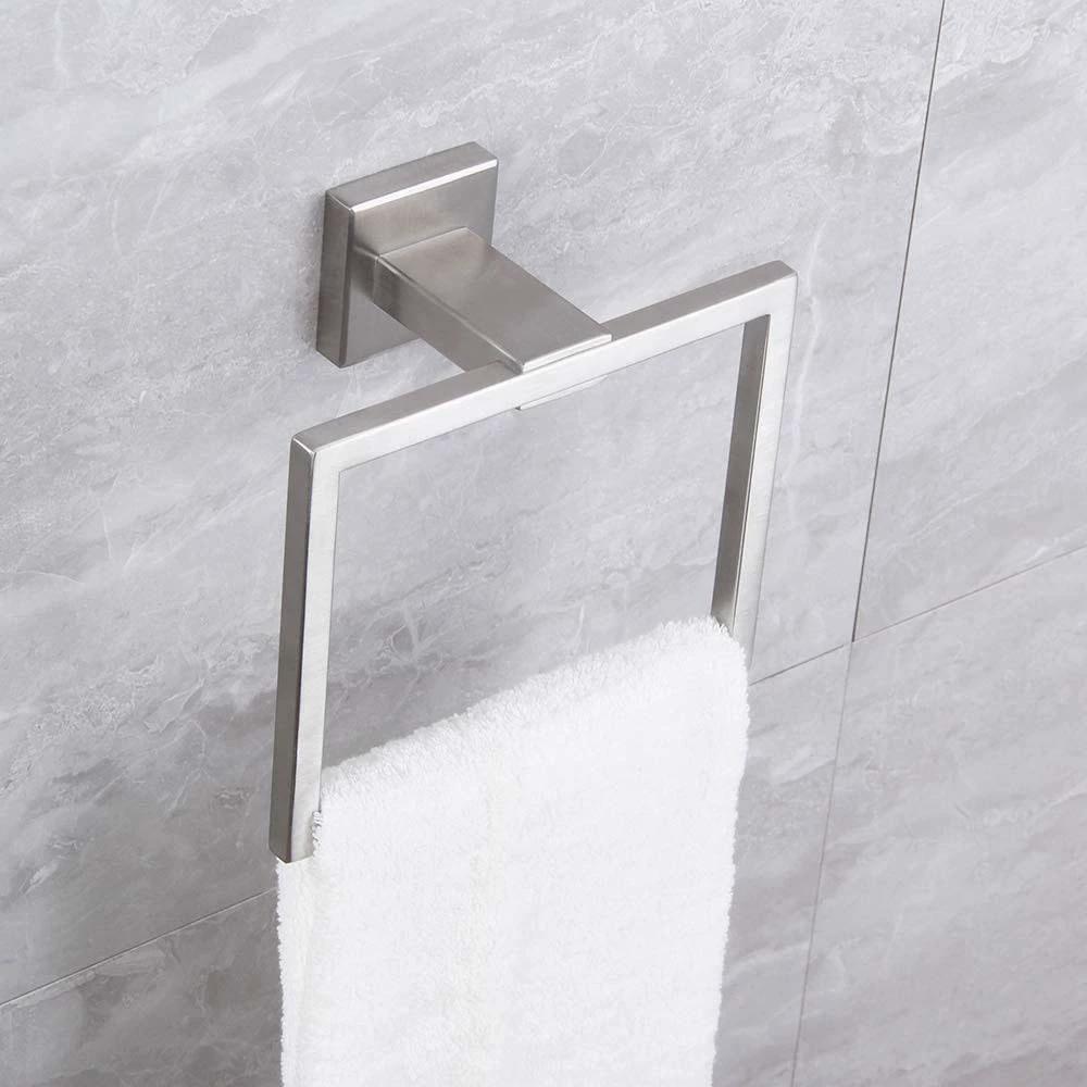 Nordic Round Stainless Steel Black Towel Ring Hanging Ring Wipe Hand Towel Hanger Round Ring Wall