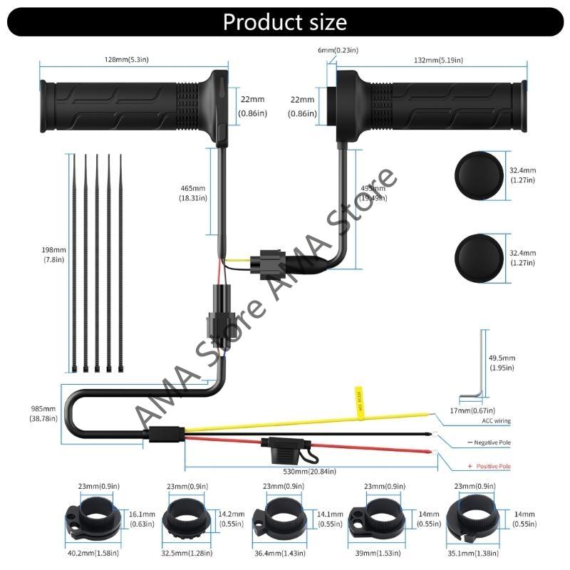 X7JF Motorcycle Rubber Heated Grips 6 Speed Memory Function Heating System for Winter