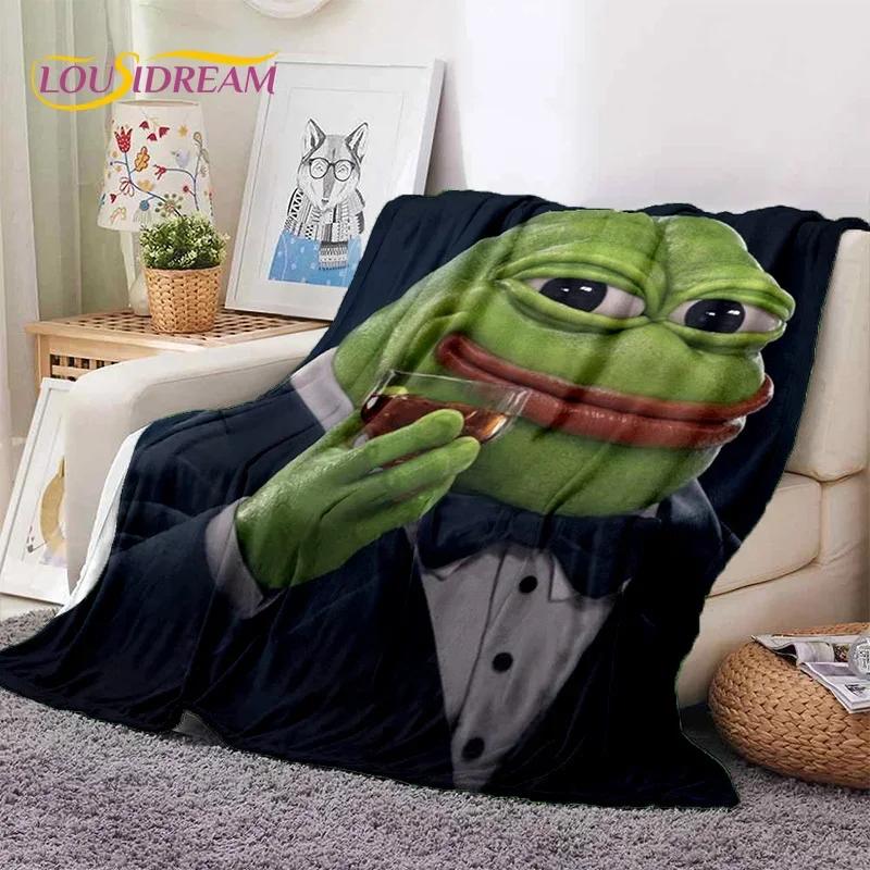 Cartoon Pepe The Frog Face HD Soft Flannel Blanket for Beds Bedroom Sofa Picnic,Throw Blanket for Cover Outdoor Leisure Nap Gift