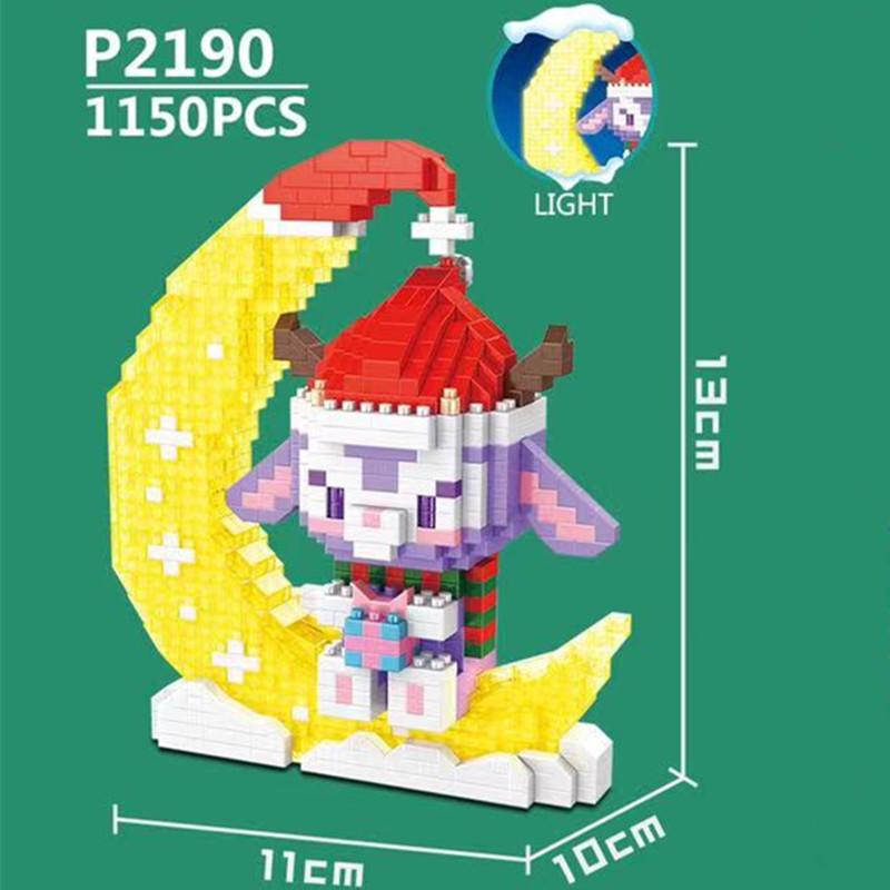 Sanrio Merry Christmas Micro Building Blocks Disney Melody 3D Model Hello Kitty Cinnamoroll Assembled Mini Bricks Figure Toy