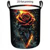 1pc Laundry Basket, Elegant Rose And Butterfly Print Dirty Clothes Hamper, Large Capacity Storage Organizer with Reinforced Handles, Aesthetic Home De