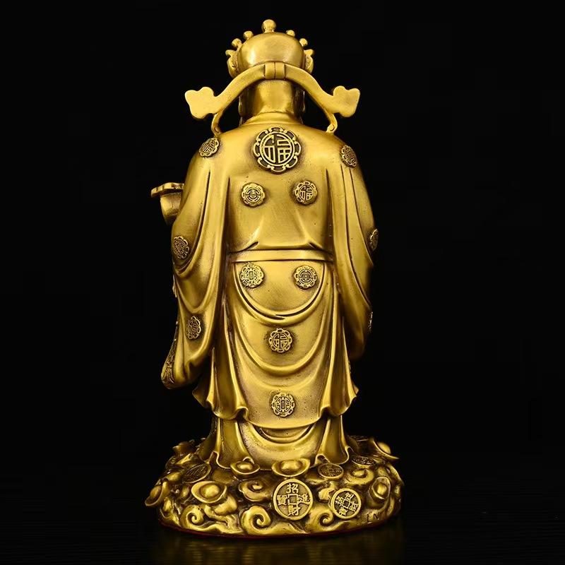 Brass Standing Of Ornament, Wealth God Statue For Home, Company, Factory, Lobby, Traditional Auspicious Craft Display