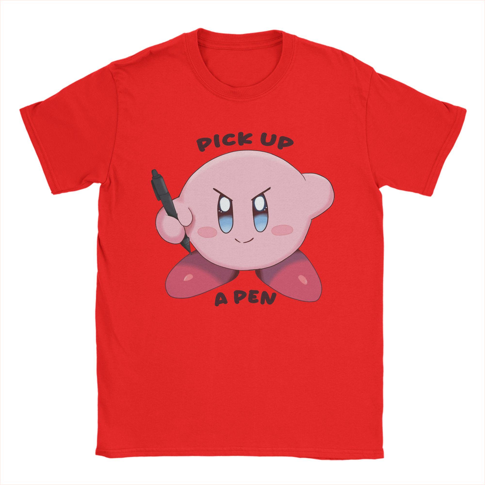 

Pink Ball Pen Kirbys TShirts Men Vintage 100 Cotton Tee Shirt Crew Neck Short Sleeve T Shirts Gift Idea Tops S