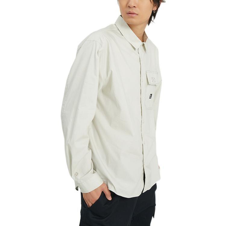 Converse WOVEN BUTTON DOWN Shirts Men's White Polo Collar Moderate Shirt 10023803-A02
