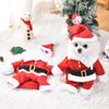 Pet Xmas Santa Suit With Cap Easy To Wear, Adjustable Design. For Xmas Party