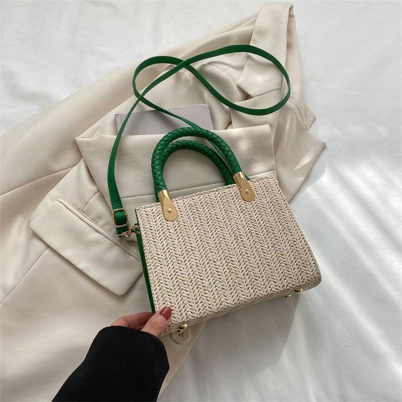 Spring New Fashion Simple Bag Women's Woven Handbag Shoulder Bag Retro Messenger Bag