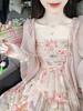 French Floral Age-Defying Strapless Dress & Sunscreen Top Set for Women
