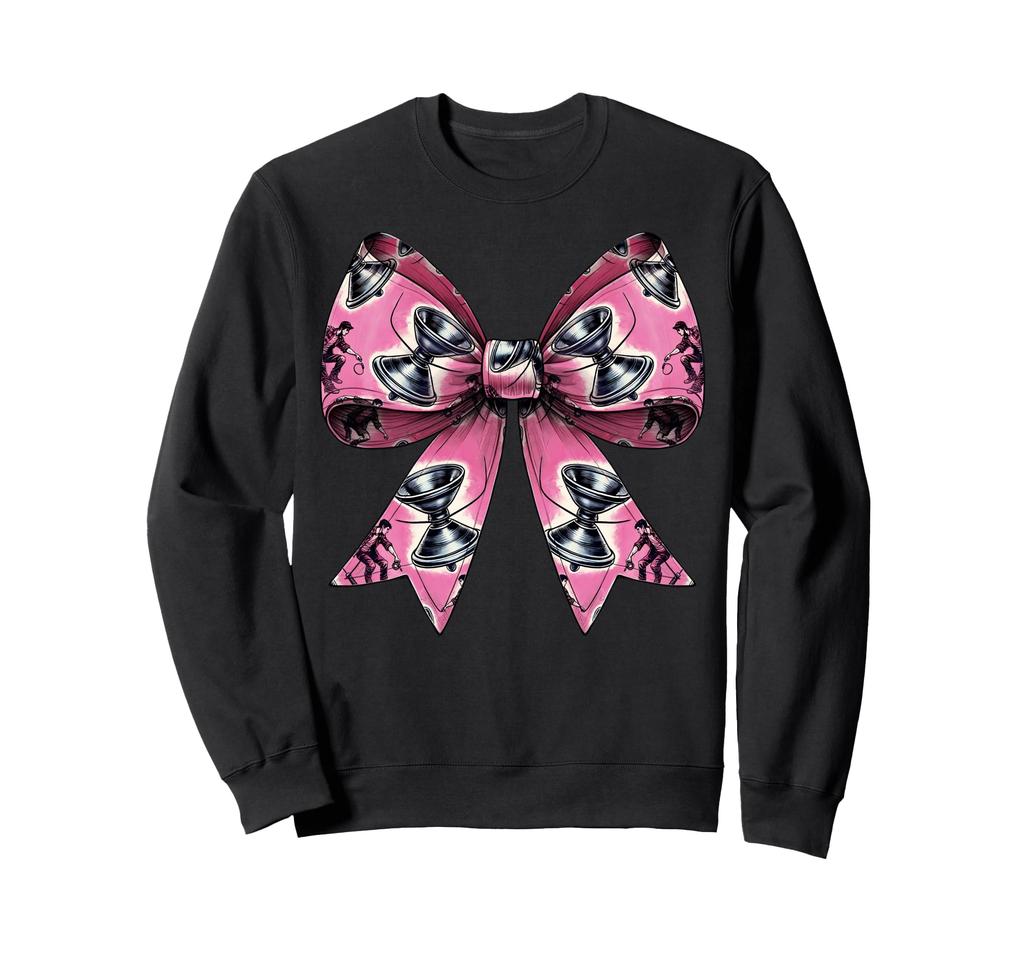 Coquette Bow Toy Pattern Day Pink Mom Sweatshirt Yo-Yo Girl's Mother's