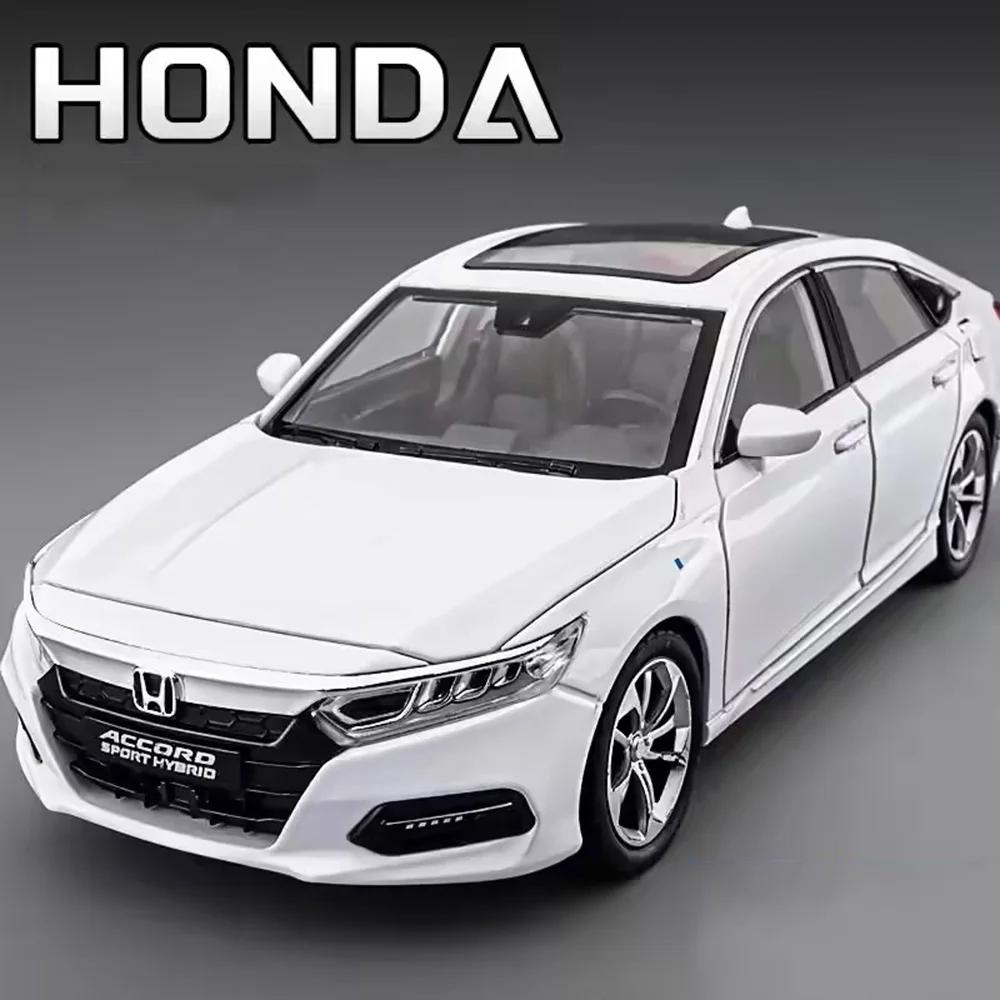 1:24 Honda Accord Models Toys Alloy Diecast Cars Front Wheel Steering Doors Opened Sound Light Pull Back Vehices Friend's Gifts